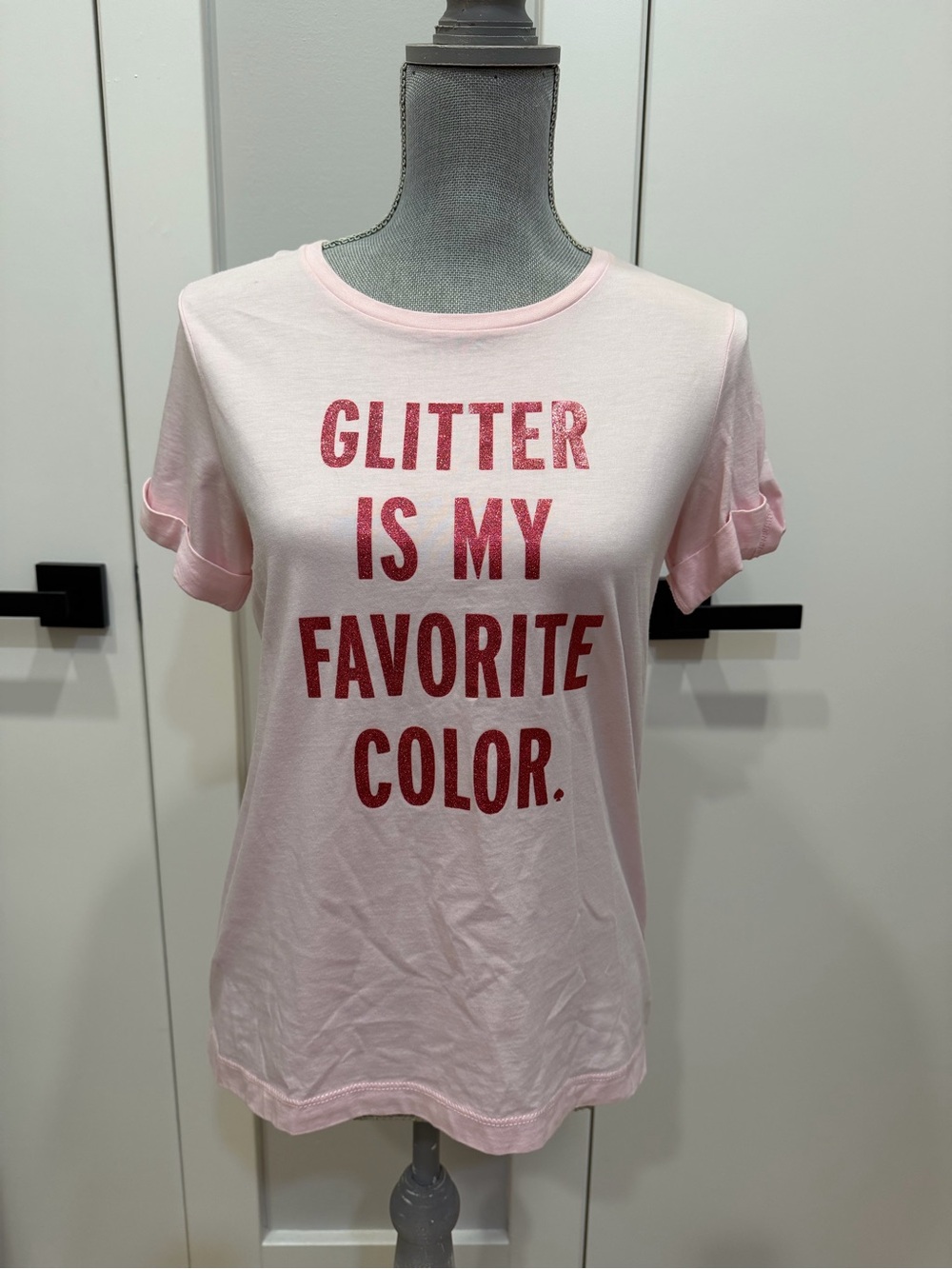 kate spade Pink Short-Sleeve Tee with Red Glitter Text